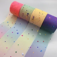 25yardsroll 6cm starmoon sequins tulle roll organza tutu fabric baby shower party supplies diy hair bows handmade materials