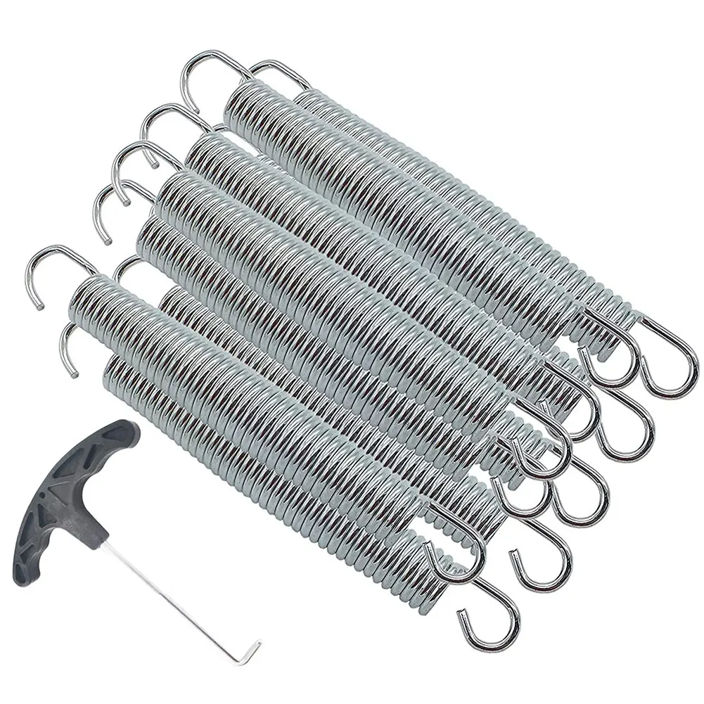 

Trampoline Springs Heavy-Duty Replacement Kit With Hook Outdoor Easy Install Rust Resistant Long-Lasting Springs Silver 10PCS