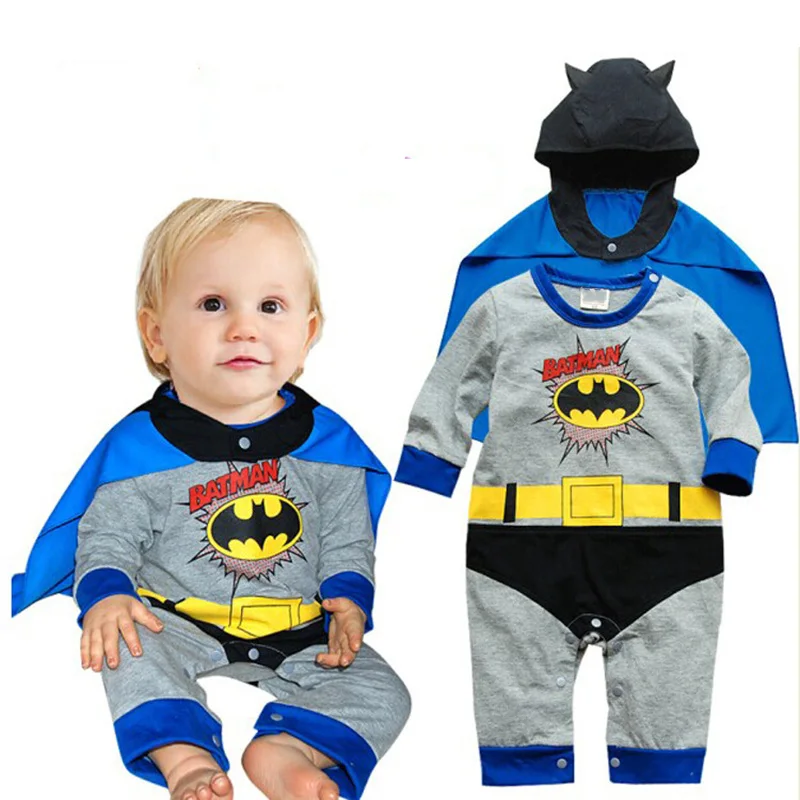 Batman Full Superman Romper Costume With Removable Cape Fashion Baby Superhero Jumpsuit Infant Toddler Superboy Batman Onesie Multi 3-18M - Цвет: Batman Full