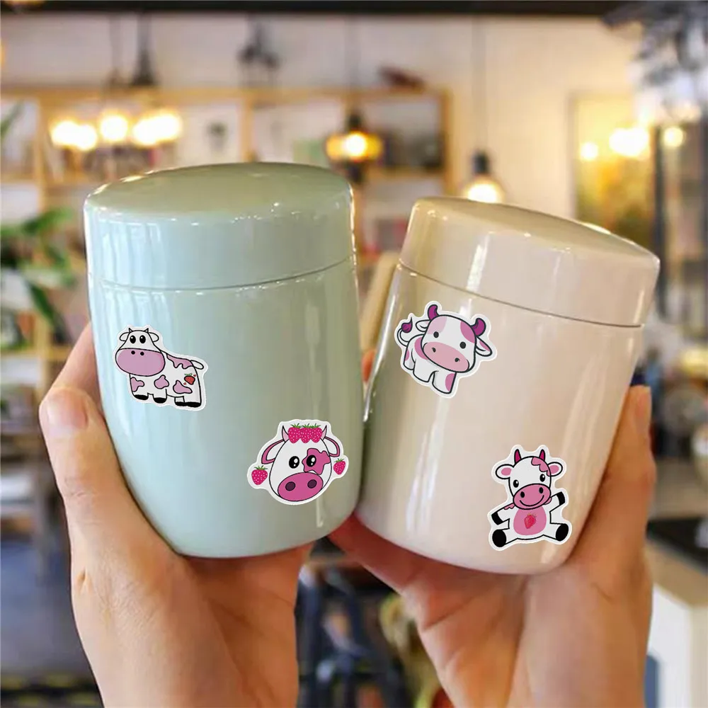 

10/30/50pcs Cute Pink Cow Stickers VSCO Waterproof Vinyl Stickers for Kids Laptop Phone Toy Stickers Computer Motorcycle Decals