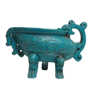 oriental ancient chinese turquoise hand carved dragon cup