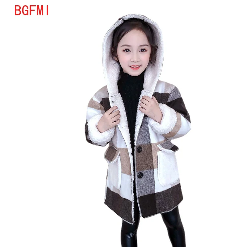 

Зимняя длинная куртка для девочек-подростков 2022, верхняя одежда для малышей, повседневный утепленный теплый шерстяной тренчкот для малышей...