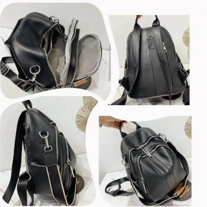 

Luxury Women Leather Backpack 2021 New Designer Female Rucksack Large Capacity Daily Backpack Bag Cowhide Travel Knapsack