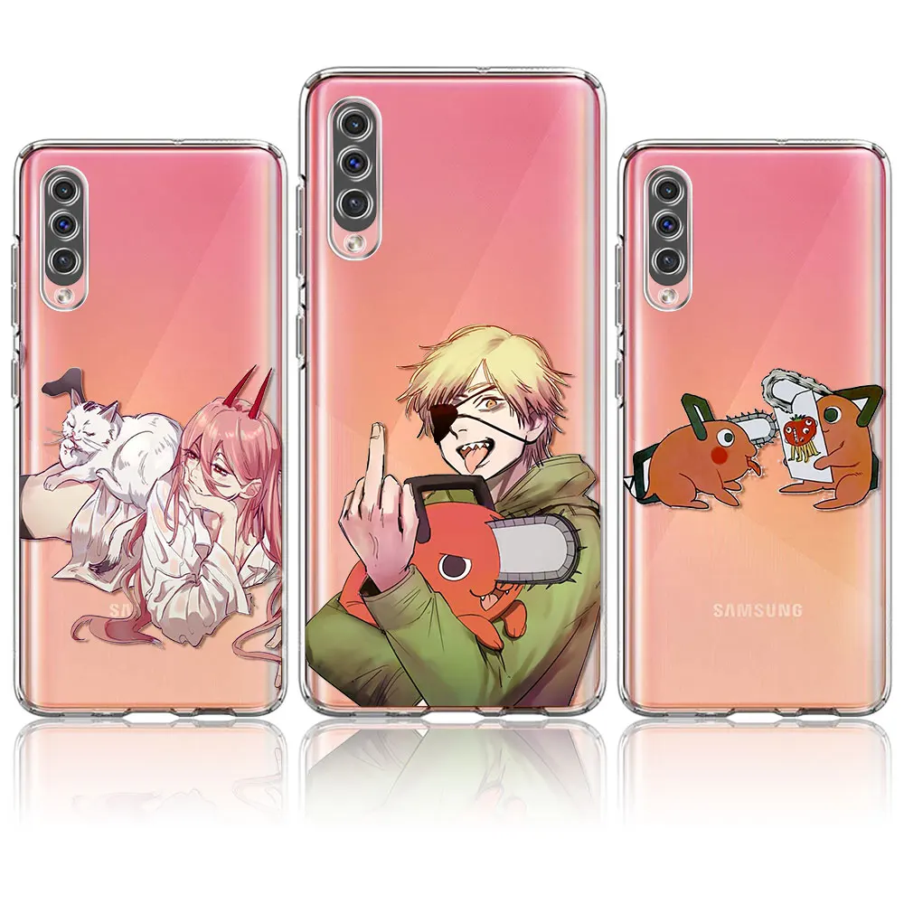 Clear Phone Case for Samsung Galaxy A50 A51 A70 A71 A12 A21s A52 A31 A30 A10 A20e Tpu Hollow Soft Cover Anime Chainsaw Man