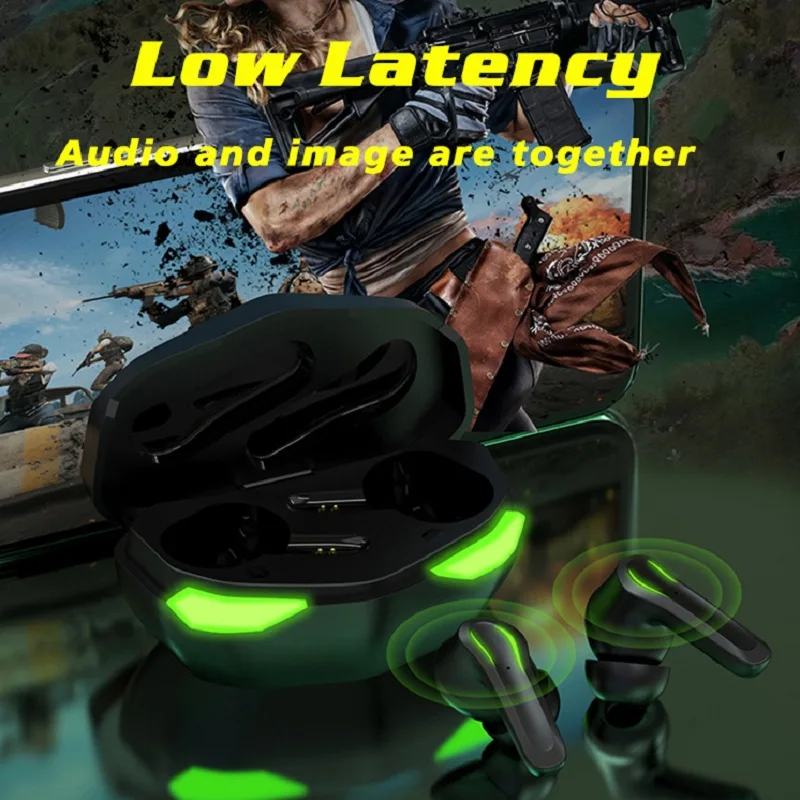

Gaming Earhook Low Latency TWS Bluetooth Earphone with Mic Bass Audio Sound Positioning Wireless Headset For Xiaomi Huawei