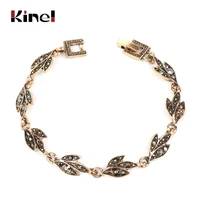 kinel fashion charm bracelets bohemian ethnic black crystal petal bracelets bangles for women vintage jewelry drop shipping