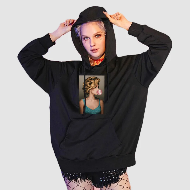 

Funny Beauty Lady Print Women Harajuku Hoodies Autumn White Fashion Hooded Casual Pullover Female Cotton Sweatshirts