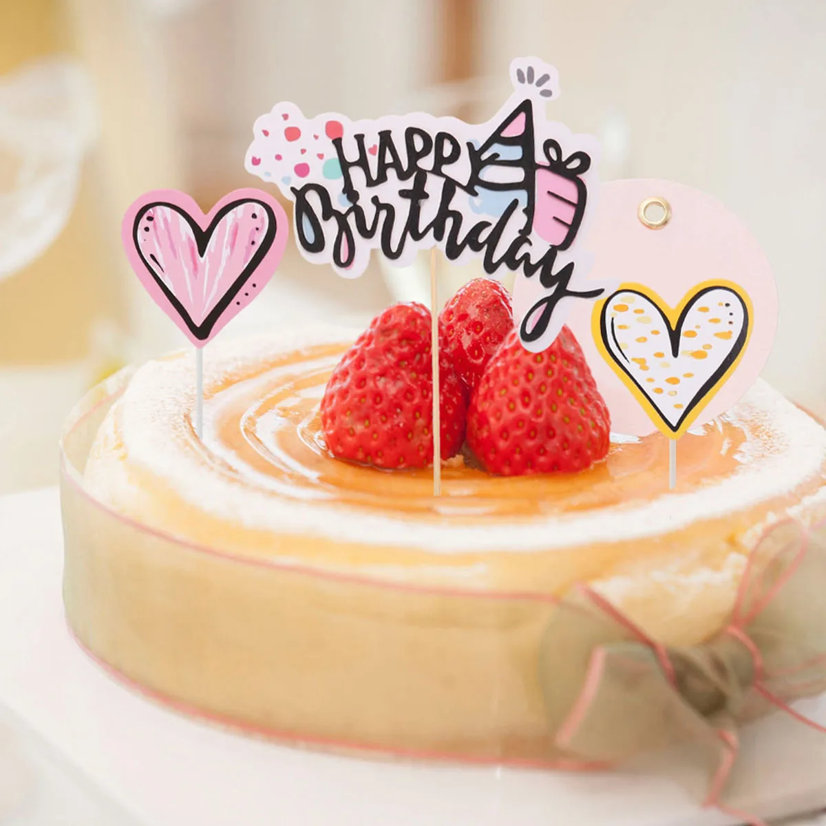 9 шт. Прекрасный Сердце Топпер для торта С Днем Рождения Бумажные палочки торт