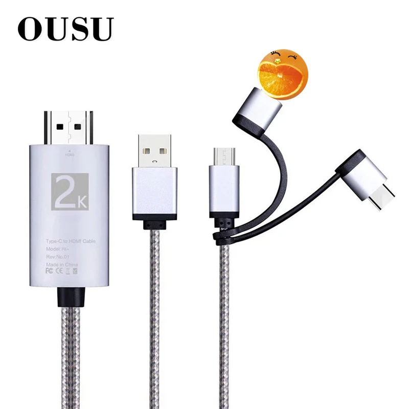 OUSU HDMI VGA адаптер 3 в 1 кабель для iphone конвертер микро Тип C цифровой сплиттер