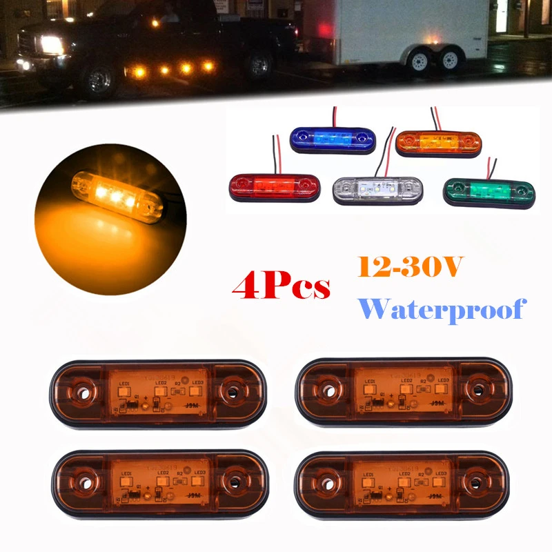 

4 шт., водонепроницаемые светодиодсветодиодный габаритные огни, 12-30 в
