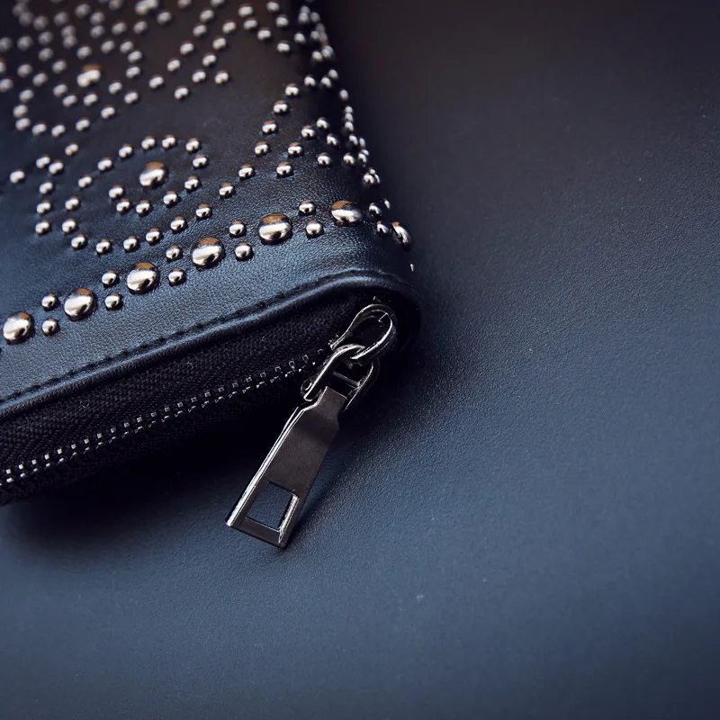 

Новинка, женские кожаные держатель Porte с заклепками, Женская длинная сумочка на молнии, кошелек для монет, кошелек для монет, Женский кошелек...