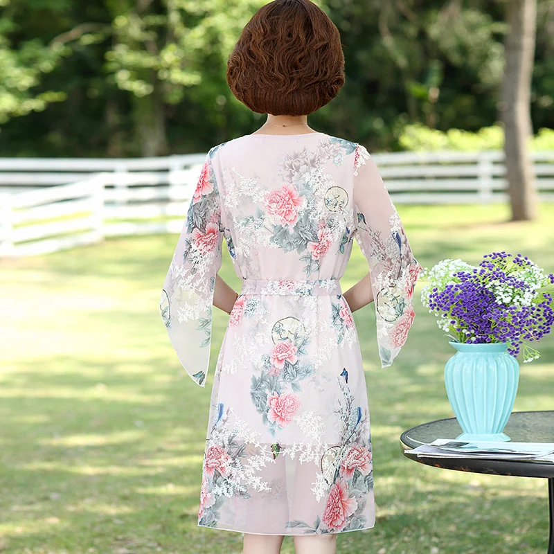 

Chiffon print dress 2021 fashion new women's spring and summer dress foreign style over-the-knee dress