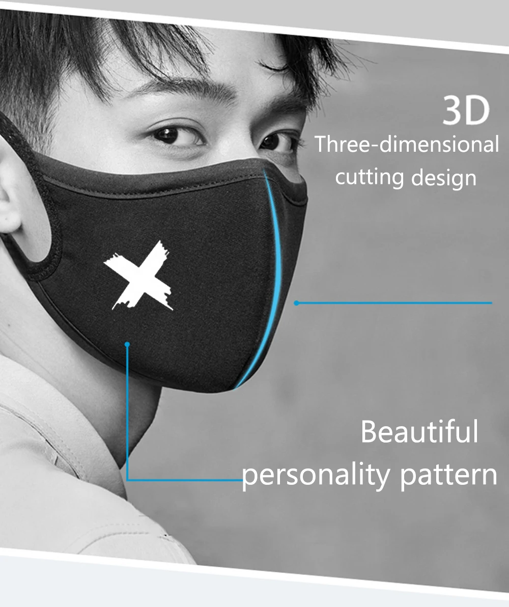 1 шт., хлопковая маска для лица с рисунком из аниме, 3D, зимние дышащие маски для мужчин и женщин, Пылезащитная маска для рта, унисекс