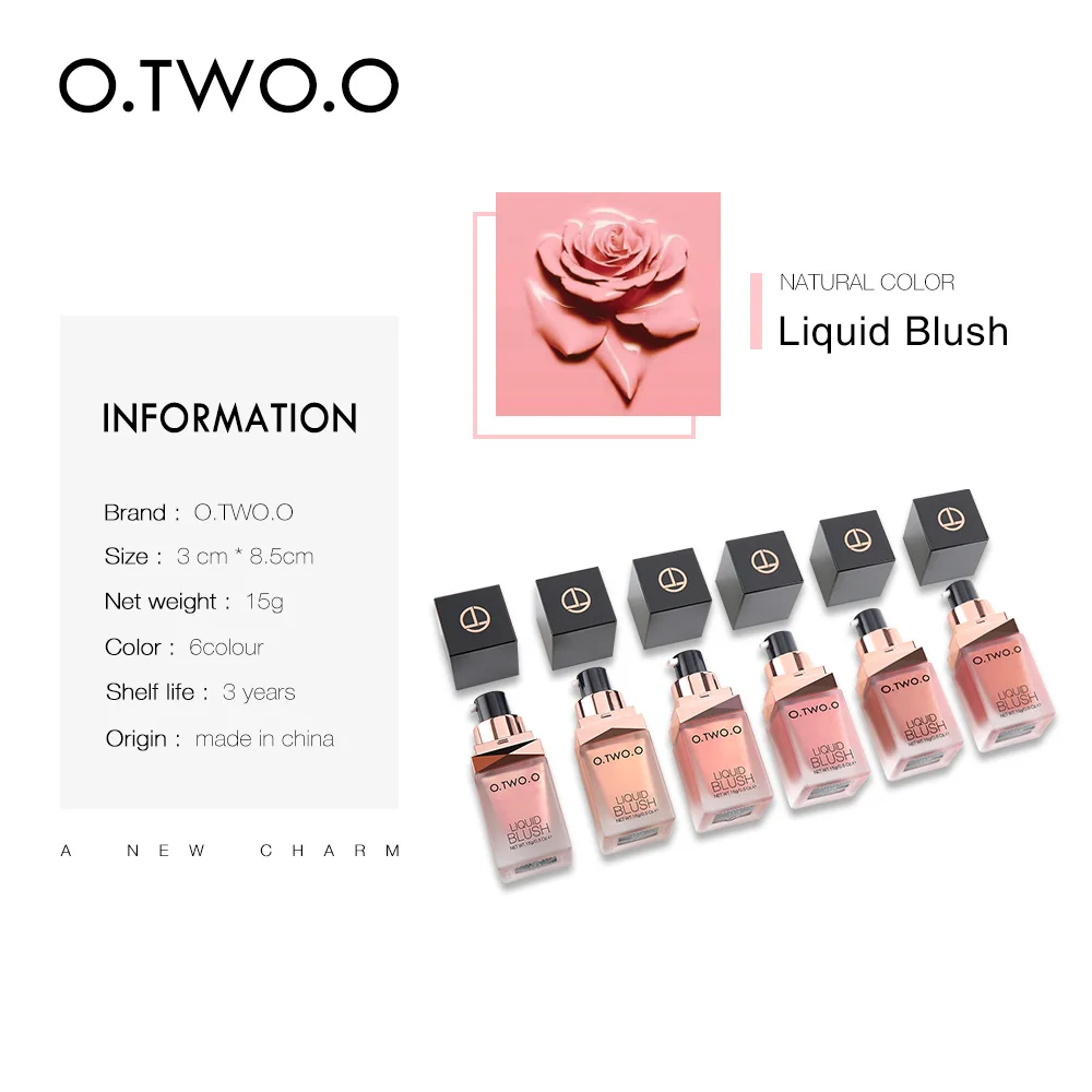 

O.TWO.O Face Makeup Liquid Blusher Sleek Silky 6 Color Long Lasting Natural Cheek Blush Face Contour Make Up Official Product