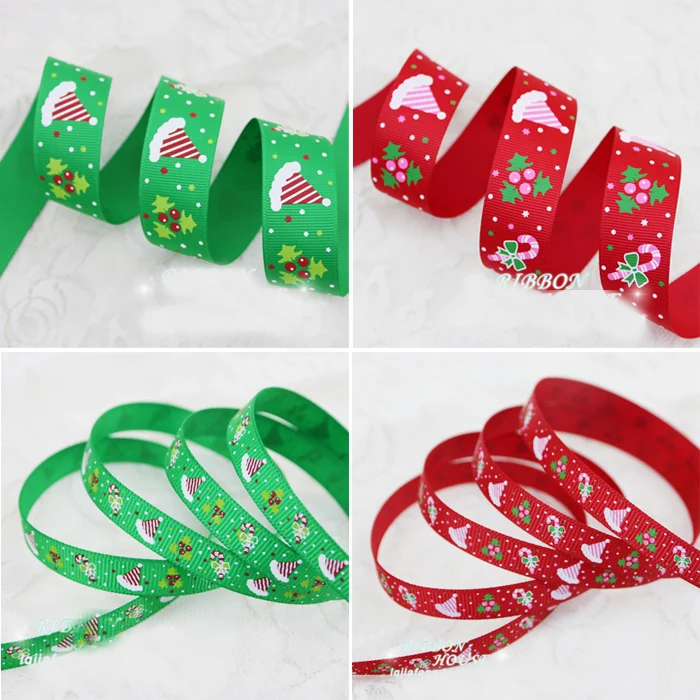 

(2 ярдов/партия) 3/8 ''(10 мм) 1" (25 мм) красный зеленый с Рождеством буквы атласные ленты с рисунком Рождественская лента (2 м/лот)