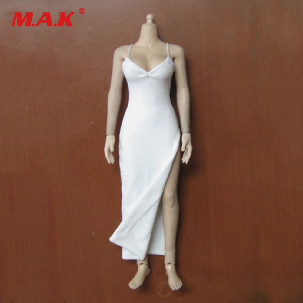 

1/6 Scale Woman Slim skirt Low-cut Dress Fit 12" TBLeague Seamless Figure Action Body White