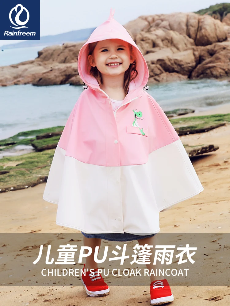 

Waterproof Kids Cute Poncho Raincoat Outdoor Hiking Poncho Raincoat Coat Hooded Cloak Anti Rain Impermeable Rain Gear BC50YY