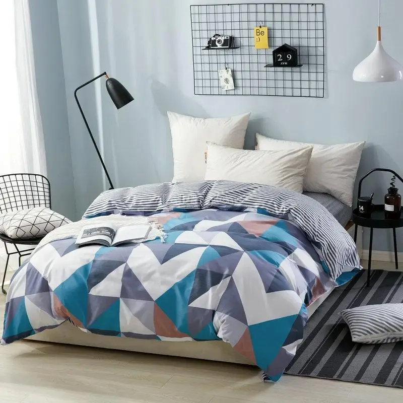 

JU 15 White Plaid Duvet Cover with Zipper 1 Piece Modern Comforter/Quilt/Blanket Case for Adult Kids Twin Full Queen King