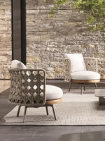 outdoor sofa courtyard solid wood balcony leisure art villa rattan chair