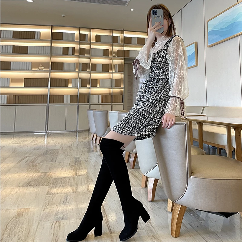 Женские ботфорты привлекательные женские сапоги на высоком каблуке осень 2021