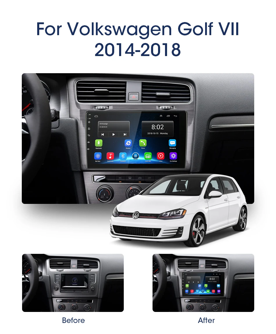 Jansite 4G RDS 1" автомобильное радио для Volkswagen Golf 7 VII- Wifi Android мультимедиа сенсорного экрана видеоплееры с CANBUS