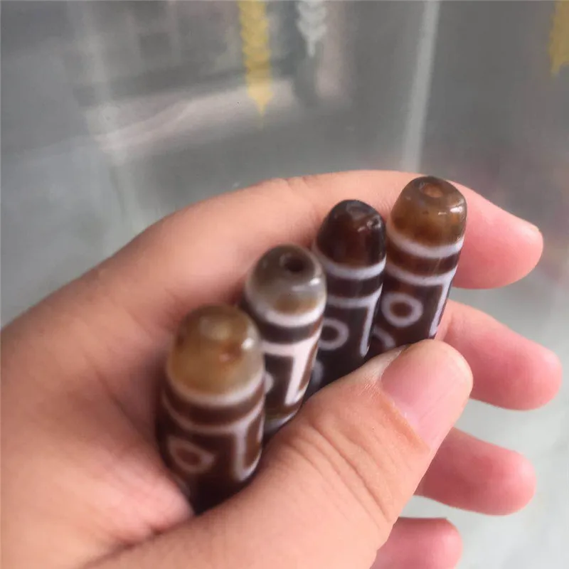 

High Quality 4pcs/lots Magic 9 Eyes Natural Stone Tibetan Dzi Beads 12mm*55mm for Bracelet and Necklace making Free Shipping
