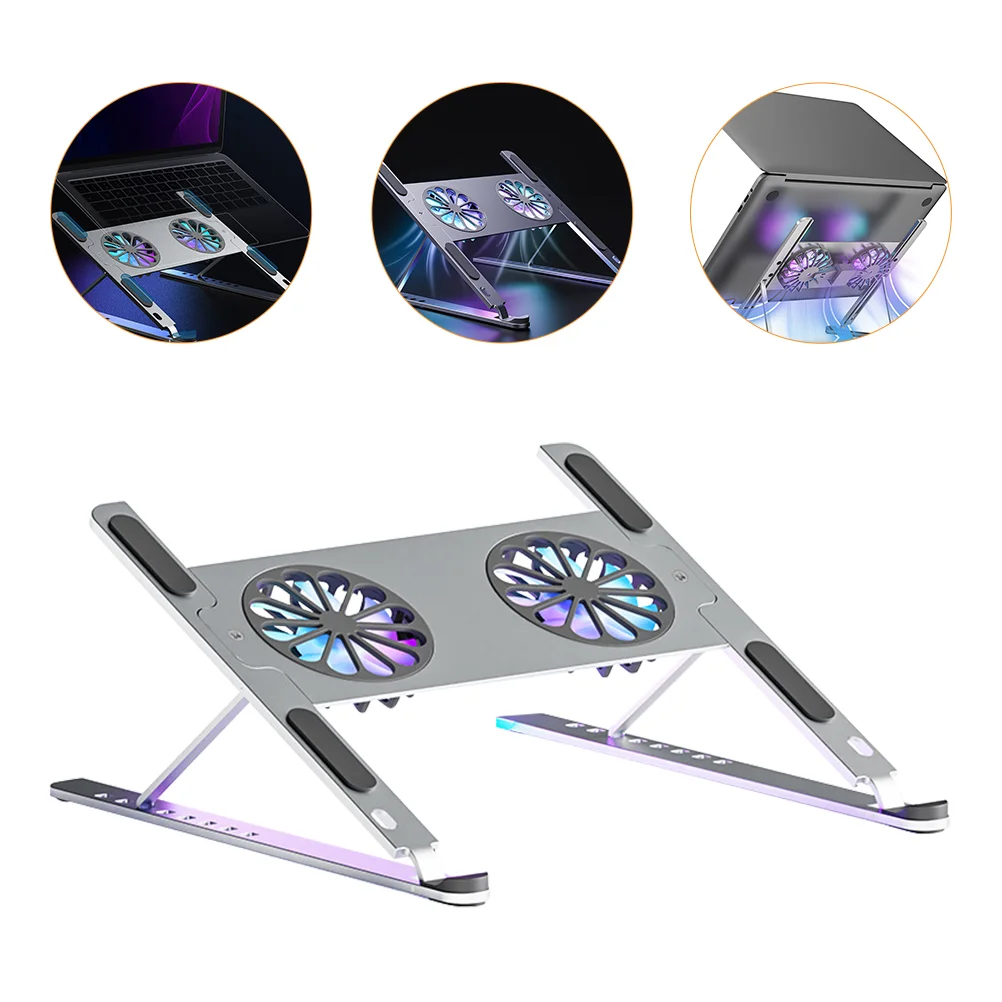 

Notebook Cooler Colorful Lighting Fan Laptop Ventilated Support Air Cooler