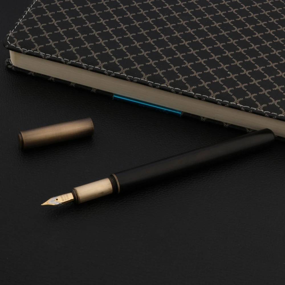 

Luxury Wooden 909 Fountain Pen Ebony Brass Smooth GIFT Trim M Nib Business Office School Supplies Writing Ink Pens