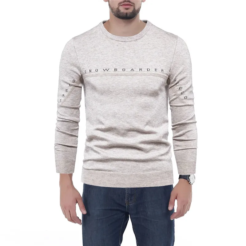 

European And America Style Men's Sweater Wool Knitting Stretchy O-neck Long Sleeve Warm Soft Casual Fashion Male Pullover