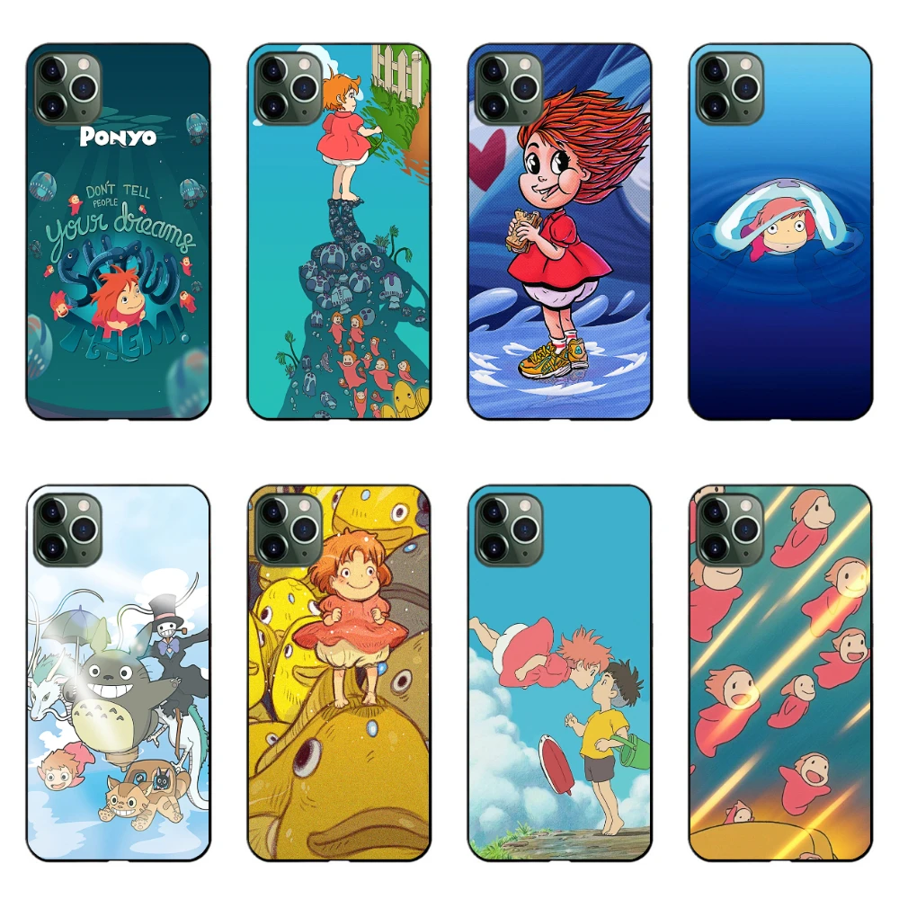 Ponyo чехол для телефона мультяшный черный мягкий iPhone 11 Pro Max 6 7 8 plus 5 X XS XR XSMax samsung s10 s9