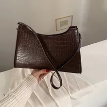 Women Crocodile Bag Luxury Designer Shoulder Bags Ladies pu Leather Stone Pouch Purse Retro Baguette Bags Shoulder