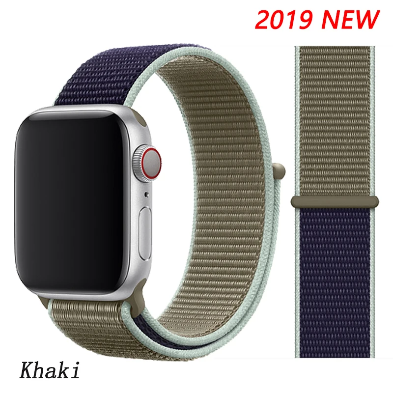 Khaki Спортивная петля ремешок apple watch band 42 мм 38 мм apple watch 4 3 band iwatch band 44 мм 40 мм correa pulseira 42 44 нейлоновый ремешок для часов - Цвет ремешка: Khaki