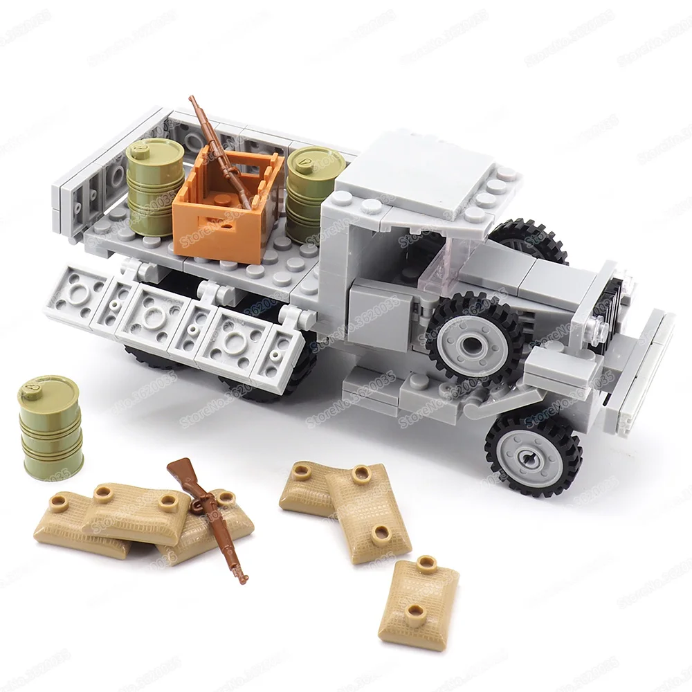 Bloques de construcci&oacute;n de camiones GAZ militares para ni&ntilde;os, figuras de la Segunda Guerra Mundial, transportador del ej&eacute;rcito sovi&eacute;tico, modelo del ej&eacute;rcito, regalos educativos-4