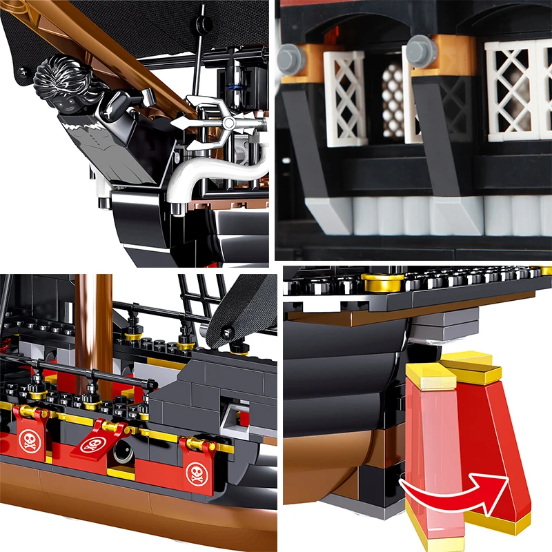Bloques de construcci&oacute;n de Barco Pirata para ni&ntilde;os, juguete de ladrillos para armar barco pirata de la eternidad, ideal para regalo de cumplea&ntilde;os-4