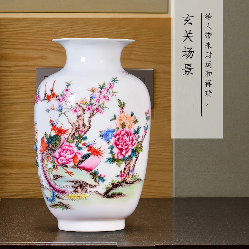 

Jingdezhen porcelain enamel vase flowers vase new Chinese style living room TV cabinet decorations