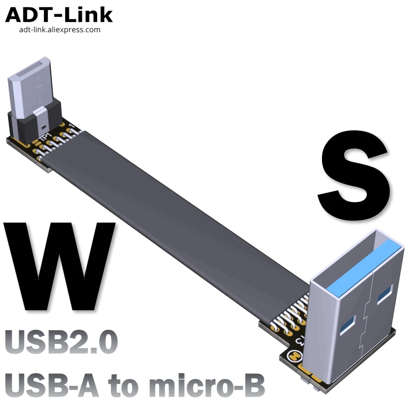 Экран FPV Micro USB 2.0 Type-A 90 градусов адаптер 5 см-100 см FPC плоский Micro-USB 5-контактный