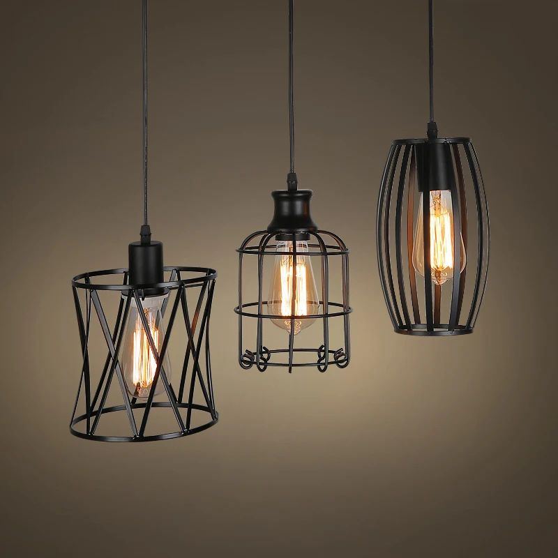 Лофт ретро промышленная люстра в виде ромба бар железная клетка художественная