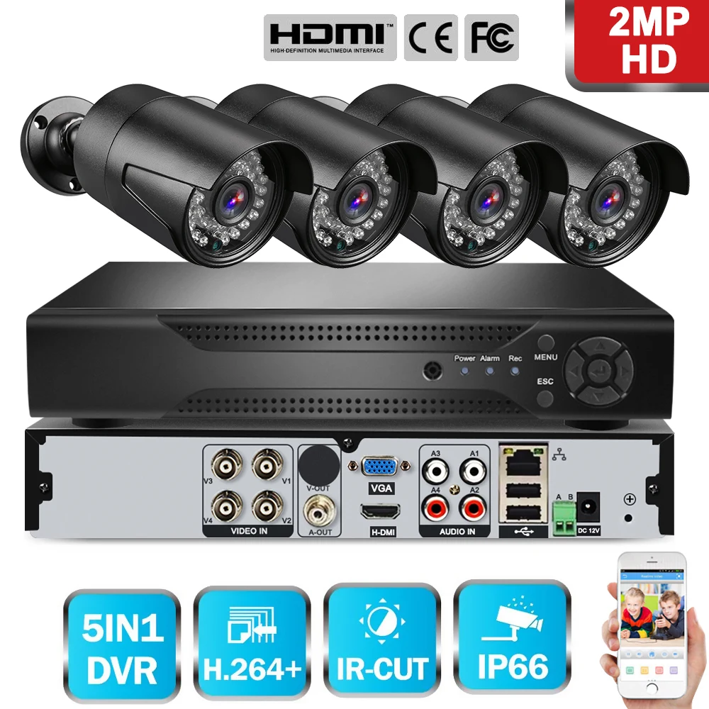 720/1080P 4CH AHD Survelliance Камера Безопасности DVR CCTV IP камера системы с 4 шт всепогодный