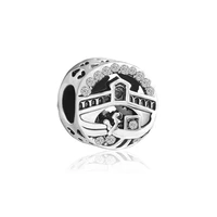 italy venice rialto bridge bead fit original pan charms bracelet clear cz rose town beads diy jewelry for women bangle accessory