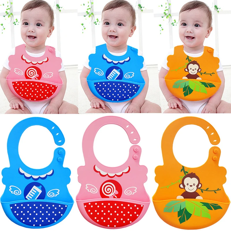 

Baby Bibs Waterproof Silicone Infant Saliva Towel Baby Lunch Bibs Cute Waterproof Bib Bandana For 0-3 Years Child Baby Bibs