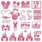 Розовые блестящие наклейки с Микки Минни диснеевским рисунком, теплопередающие наклейки на одежду, нашивки для детской одежды, куртки