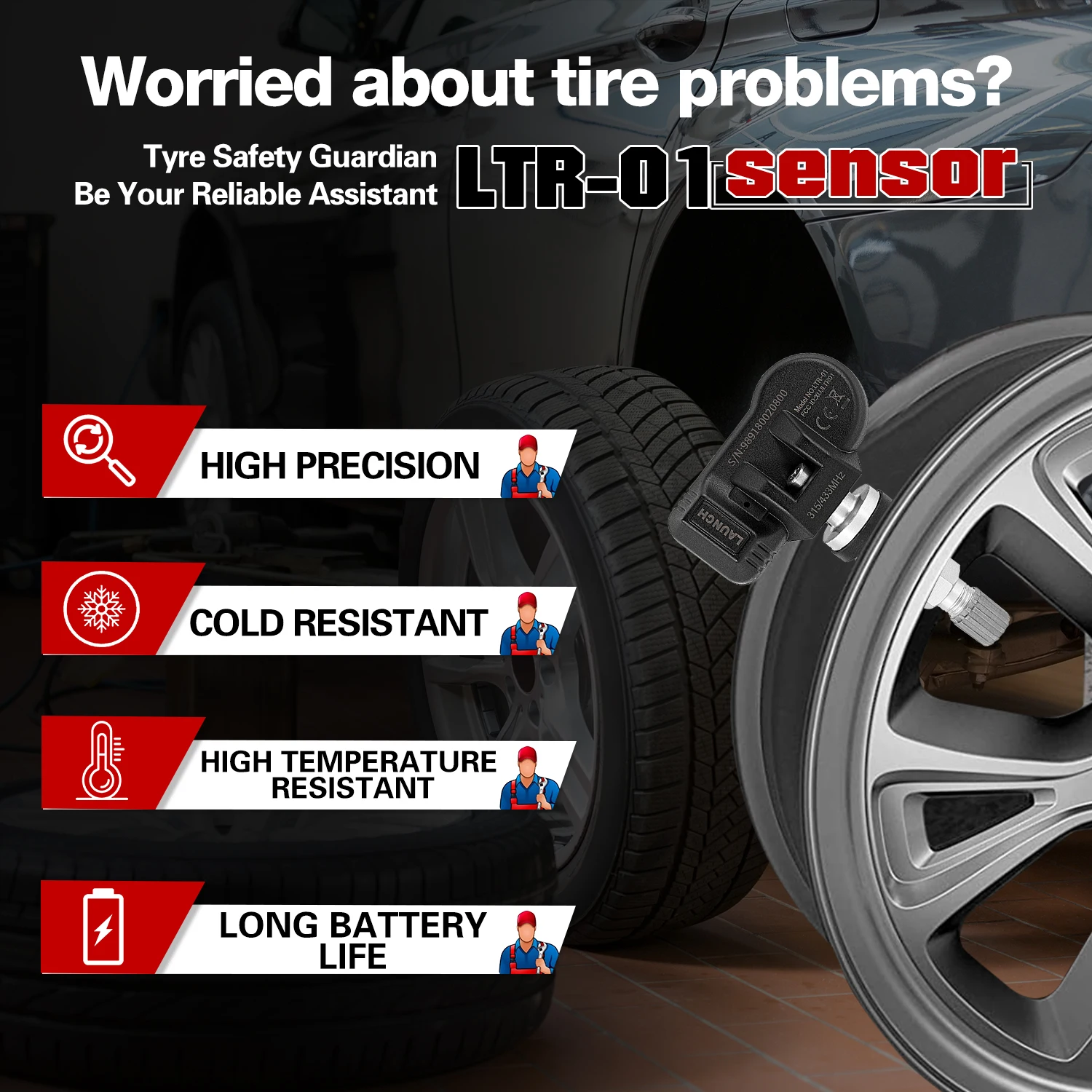 LAUNCH X431 2 в 1 RF SENSOR 315MHz & 433MHz TPMS сенсор Инструменты для ремонта шин сканер датчик