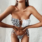 Женский плиссированный купальник-бандо, соблазнительное сращивающееся бикини, 2021, женский купальник-стринги, пляжные сшитые мини-стринги, купальный костюм