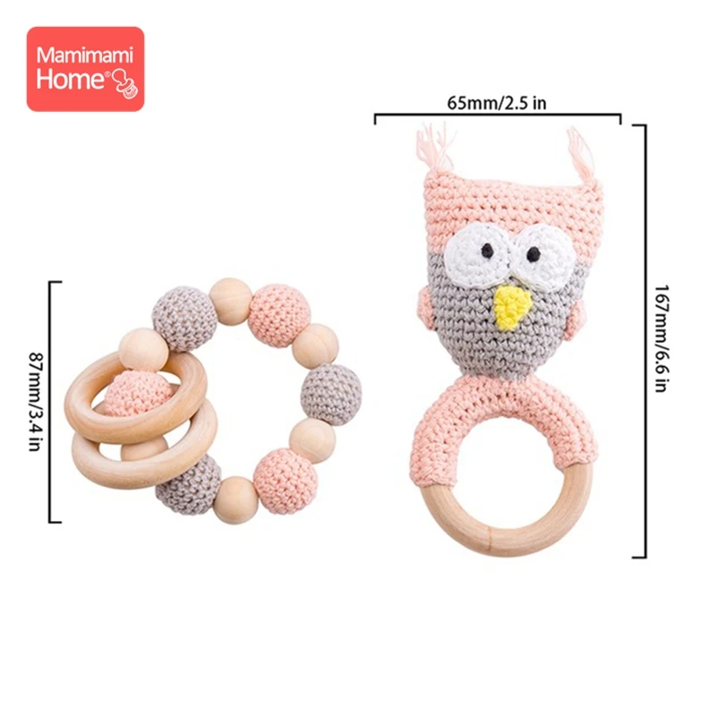 Owl Set 3 Детский деревянный Прорезыватель крючком игрушки животных деревянные пустые грызуны олень погремушка пустышка зажим подвеска силиконовые бусины детские товары - Цвет: Owl Set 3