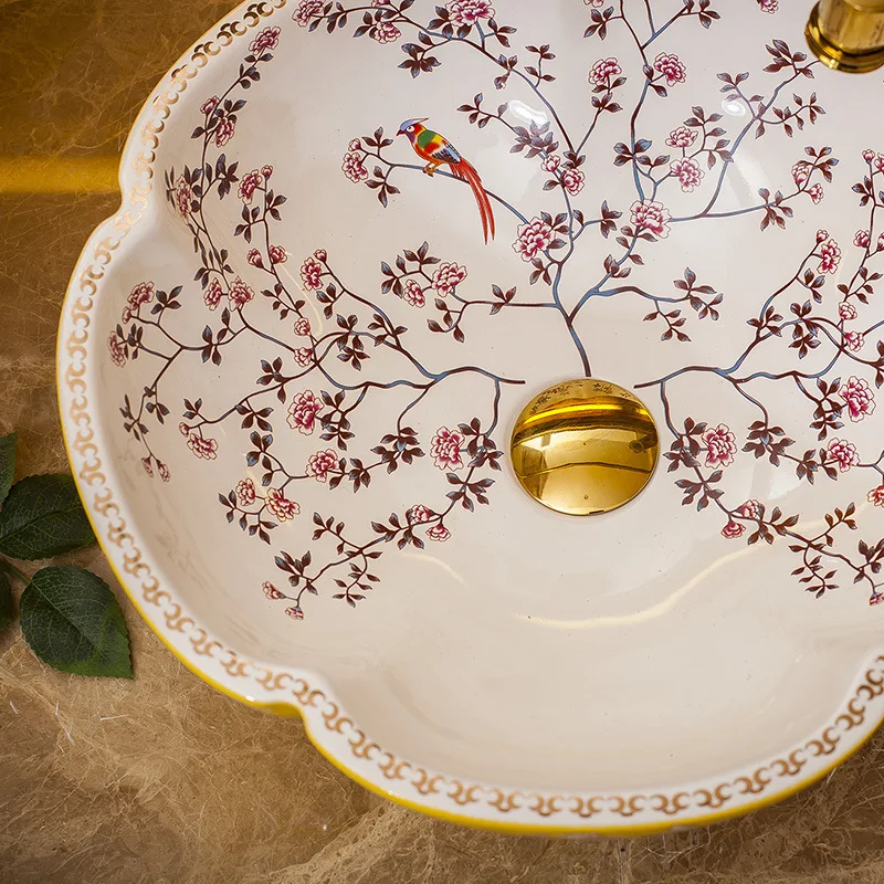 Керамическая раковина в форме цветка для дома круглая ванной комнаты |