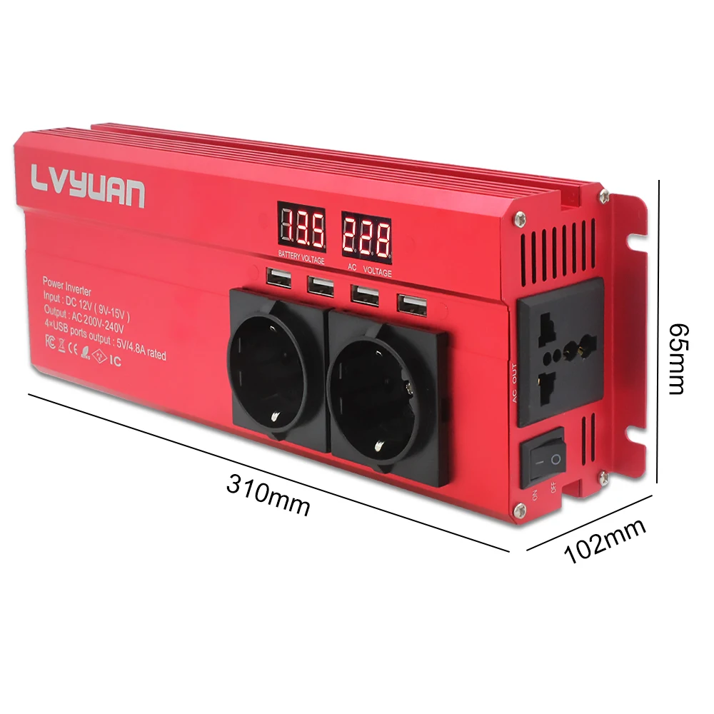 $51.99 6000W Car Inverter DC 12V To AC 220V Power Inverter Charger Adapter Inversor Voltage Transformer Converter Auto Accessories