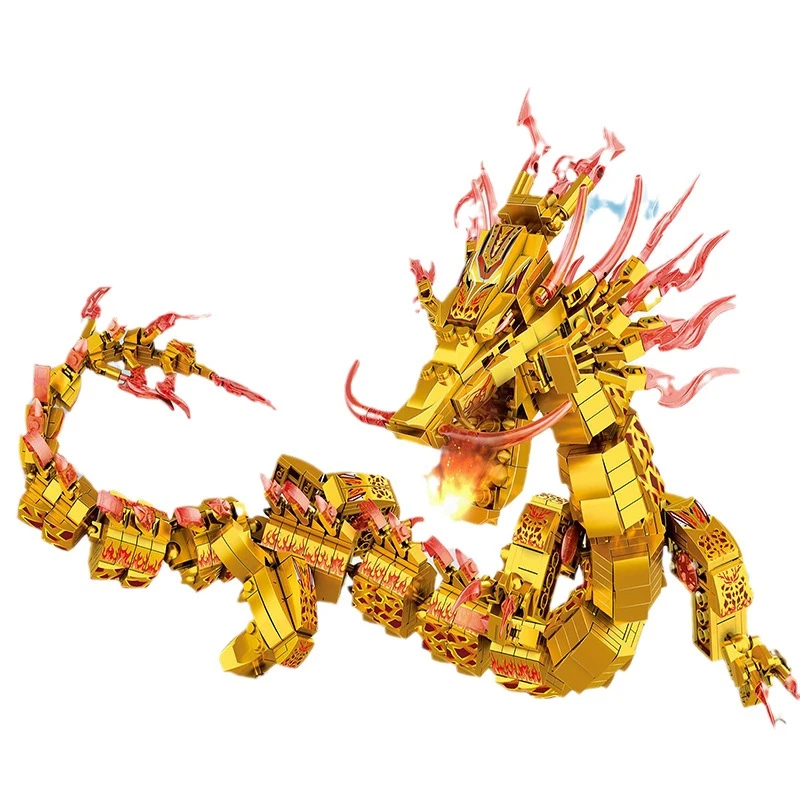 1314pcs New Golden Mech Dragon Ninja Knight 4 Figure Building Blocks Kit Bricks Classic Movie Model Kids Toys For Children Gift
