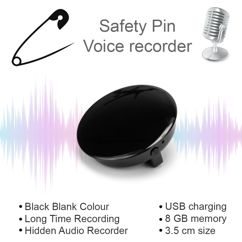 

32G Powerfull Mini Size Digital Voice Recorder Safety Pin HD Noise Reduction HiFi MP3 Player Digital Audio Recorder - 50% OFF