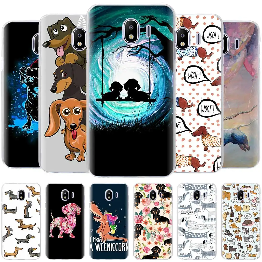 Dachshund Doxie Цветок Собака Щенок Чехлы для samsung Galaxy J4 Plus J6 Plus J8 J3 J5 J7 J5 Prime жесткий чехол