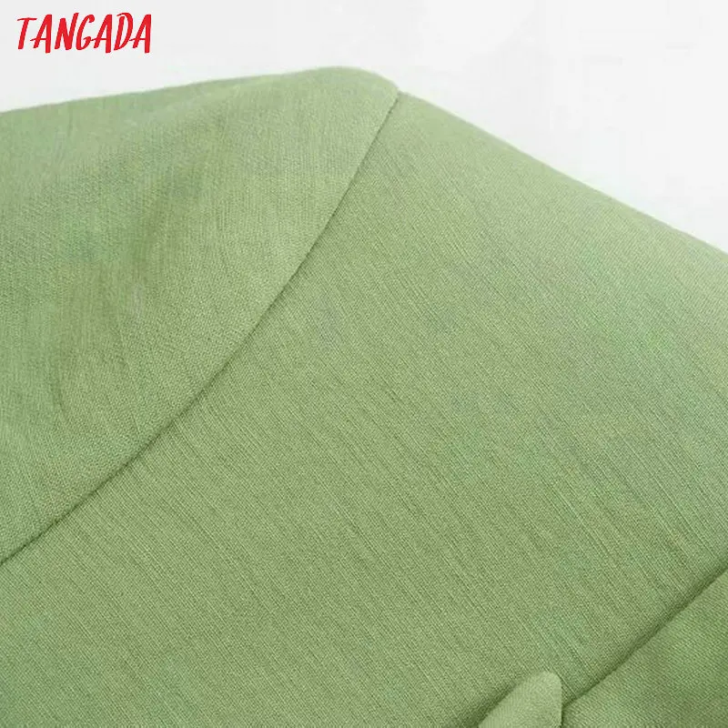Tangada модный однотонный деловой блейзер для женщин, длинный рукав, карманы, зубчатый воротник, Блейзер, элегантный женский рабочий Топ 4M37